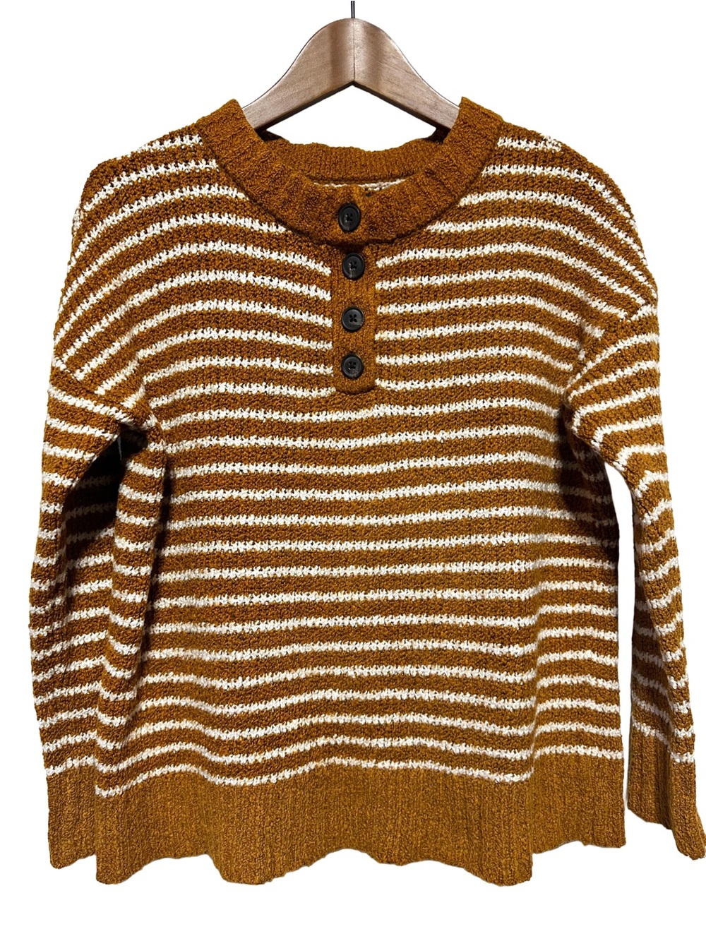 American Eagle Coastal Grandpa Fisherman Striped Henley Sweater Boho Cottage XS